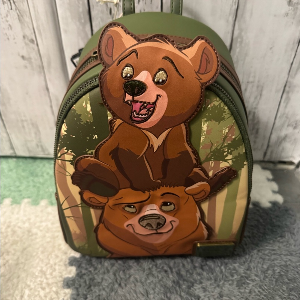 Loungefly Green and Brown Bear Backpack